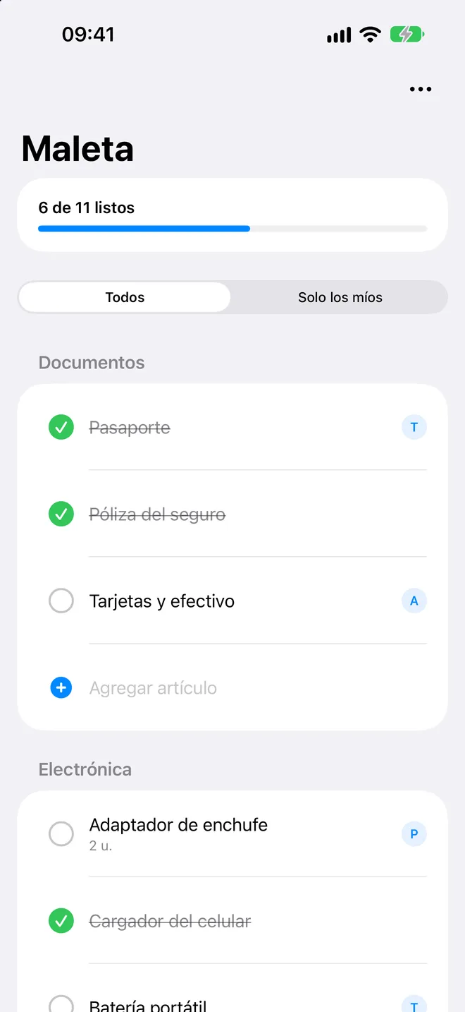 Lista de maleta